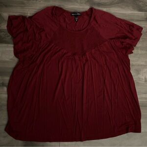 Love And Legend Smocked Chest Flutter Sleeve Top 3X Flowy